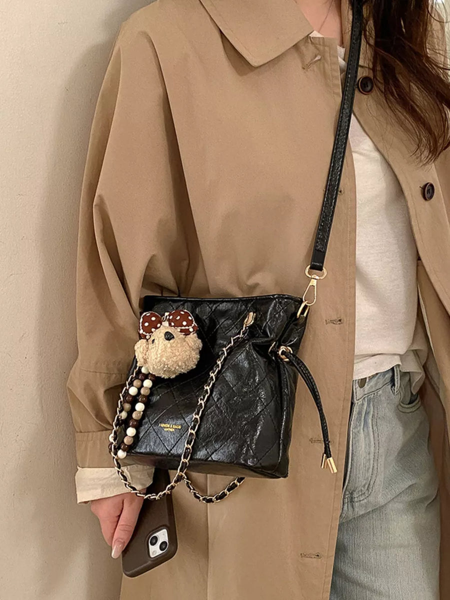 White Pu Leather Crossbody Bag