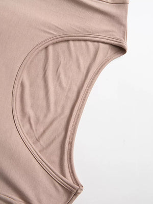 Luxe Comfort pajama set detail in Bean Paste Powder, showing soft fabric and stitching.