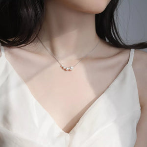 necklace in Silver with pearls and princess-length