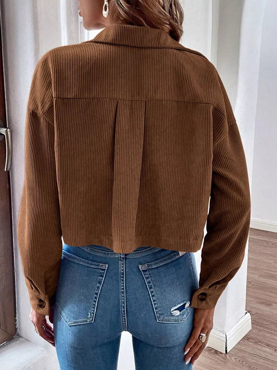 Black trucker jacket with cropped and button-front