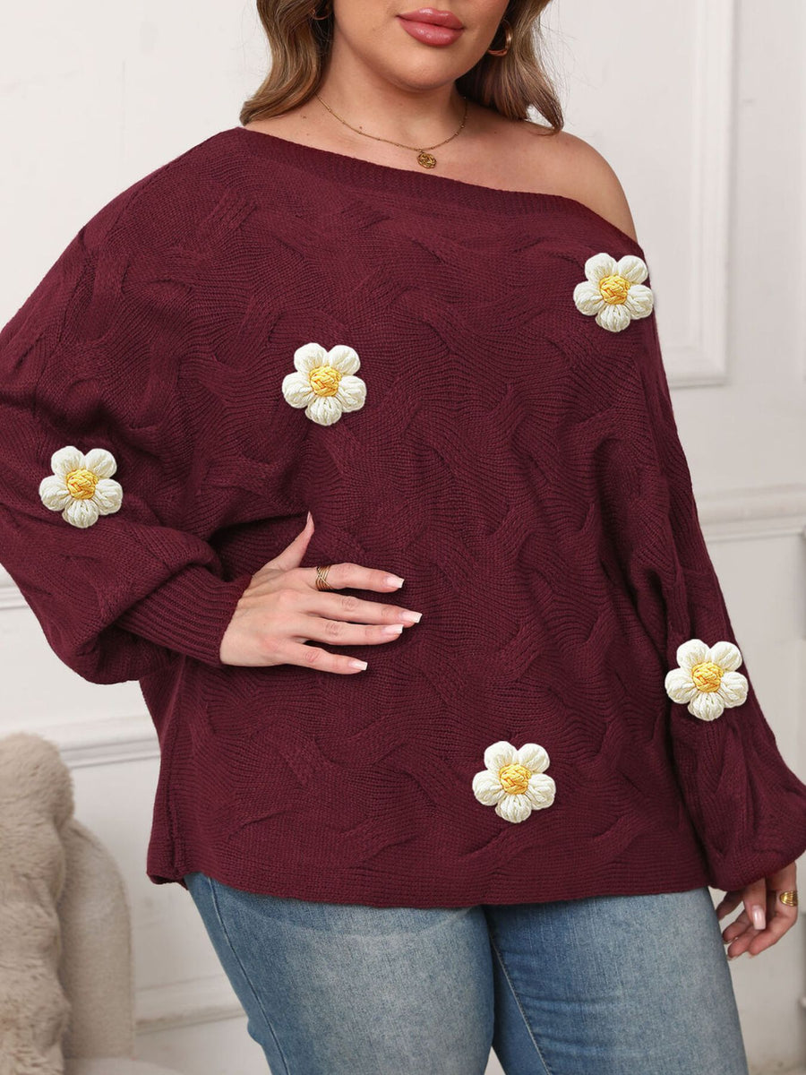 100% polyester Care instructions: Machine wash cold pullover sweater in burgundy with relaxed silhouette