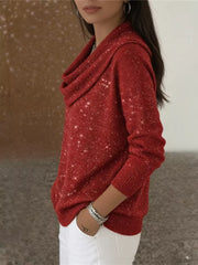 glam pullover sweater in Sky Blue with cowl neck