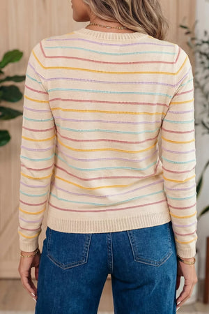 52% viscose, 26% polyester, 22% polyamide Care instructions: Machine wash cold crewneck sweater in ivory with regular