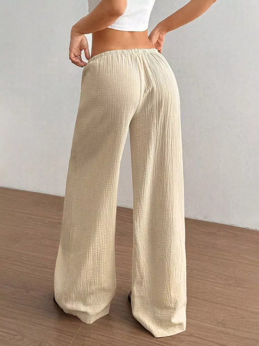 Wide-leg Drawstring Cotton Pants, view 29