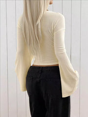 modern crop top in cream with scoop neck