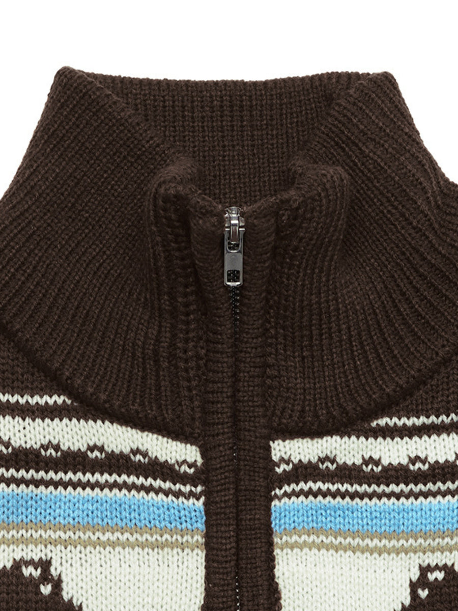 light blue zip-up sweater with stretch and long sleeve