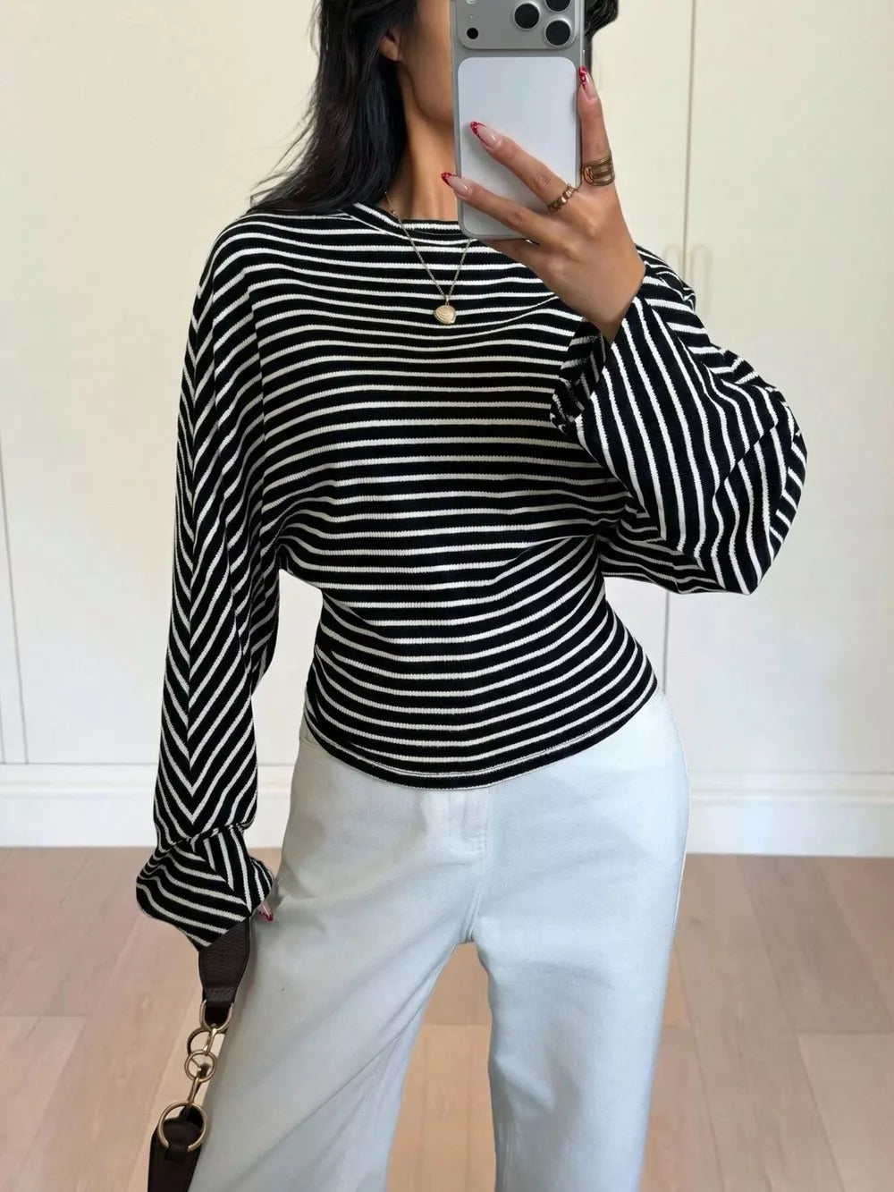 t-shirt in Brown-spot with stretch and hip-length