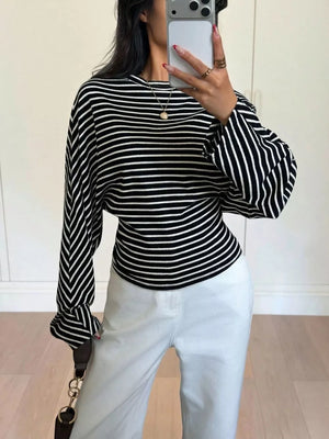 t-shirt in Brown-spot with stretch and hip-length