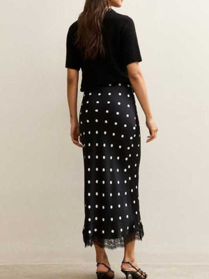 midi skirt in Black with lace and midi