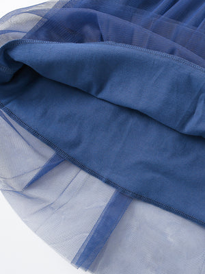 Toddler blue tulle dress with cotton lining detail