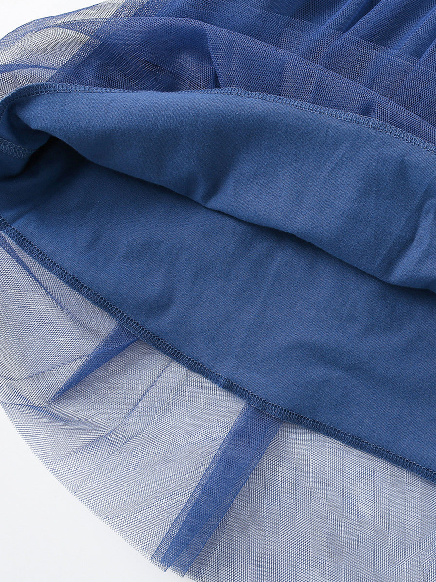 Toddler blue tulle dress with cotton lining detail