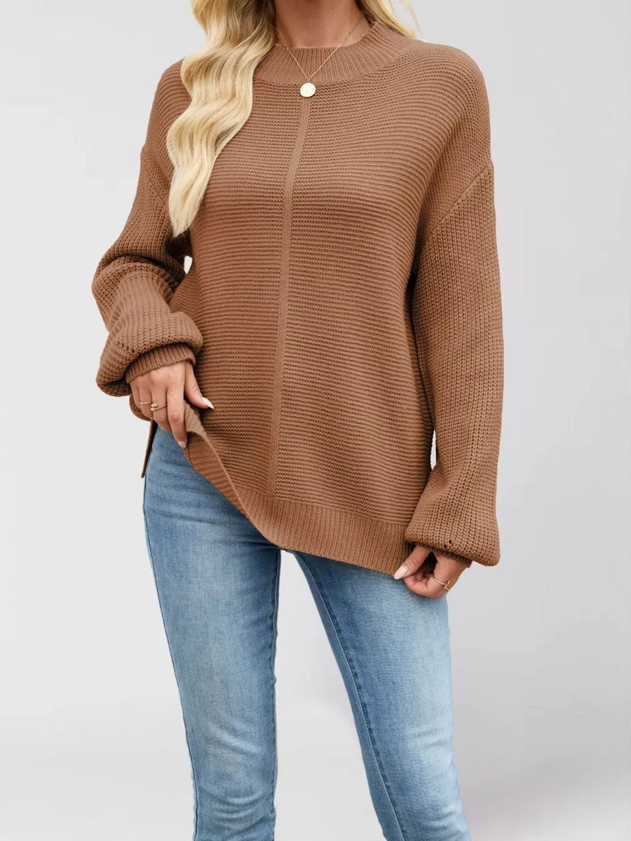 classic mock neck sweater in ivory with mock neck