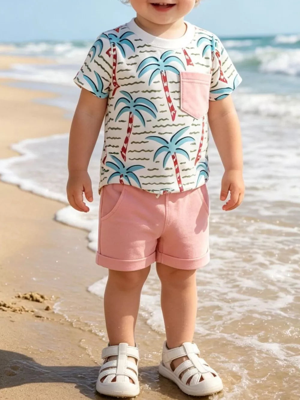 Caramel Children's Palm Tree Print T-shirt And Shorts Set