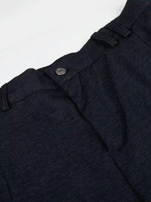 Relaxed fit dark heathered sweatpants with adjustable waist detail and button closure.