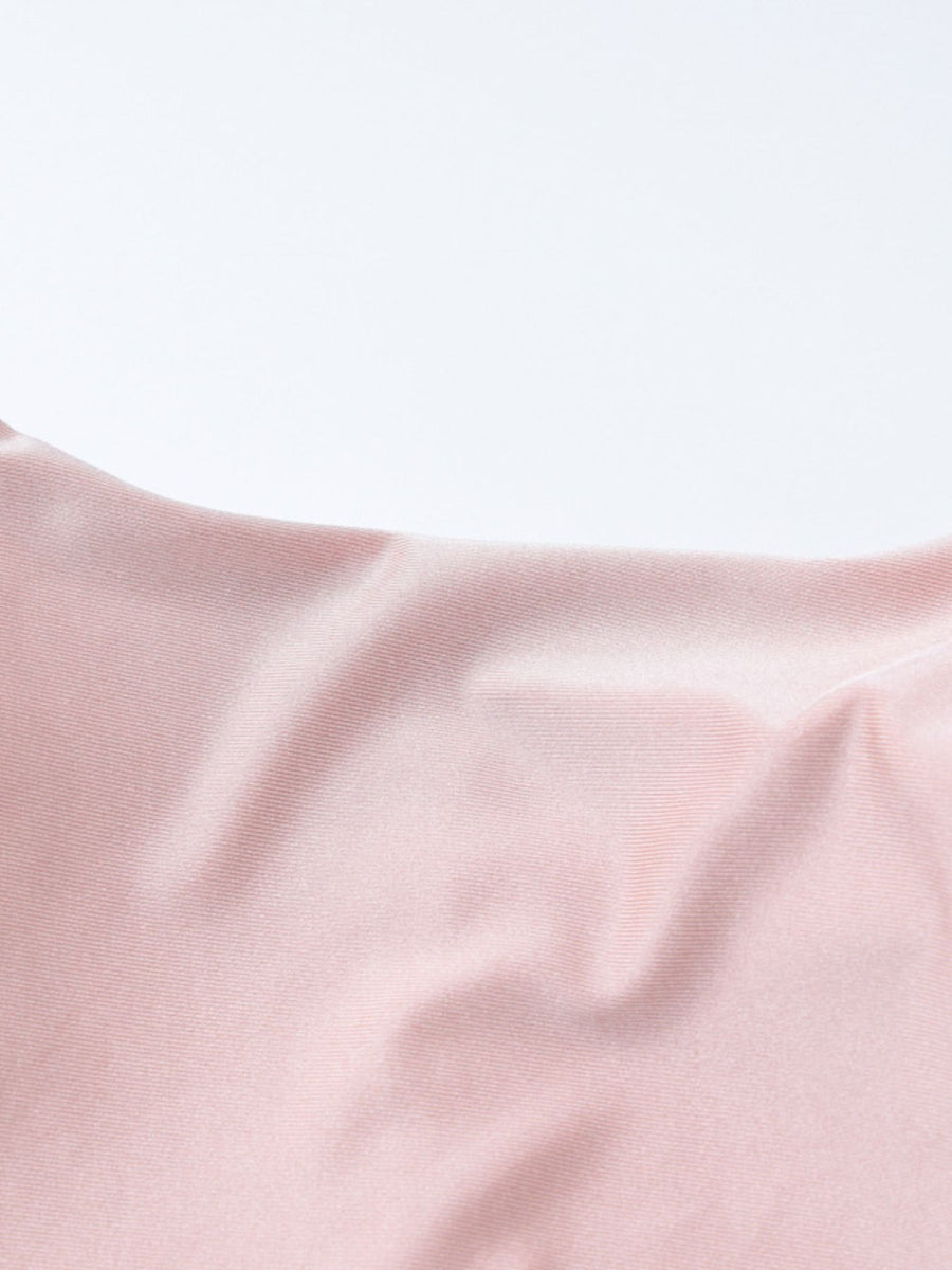 Pink ruched knot front maxi dress detail showing fabric texture and drape