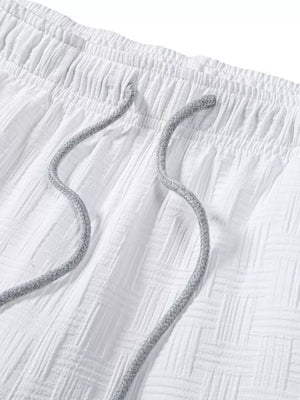 Men's Textured Drawstring Shorts in White