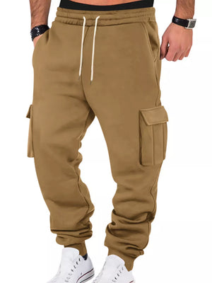 Men's Full Size Casual Joggers Multi-pocket in Royal Blue with drawstring
