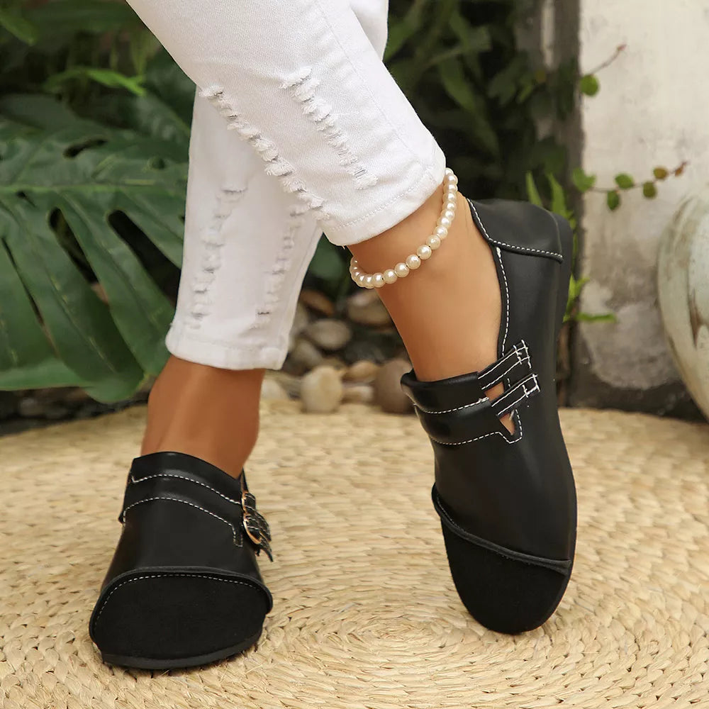 Round Toe Slip-ons in white with round toe