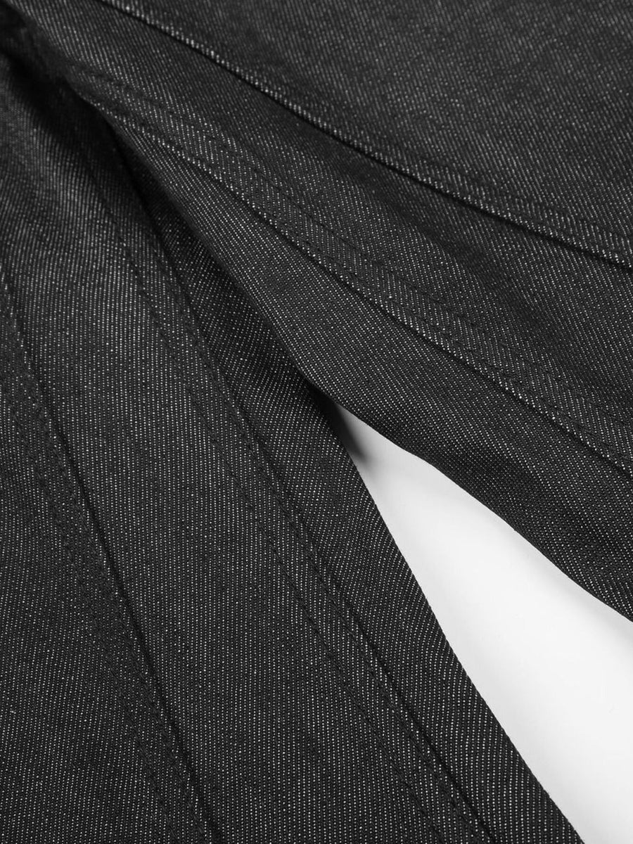 Men's Wide-Leg Flare Jeans in Black with button closure
