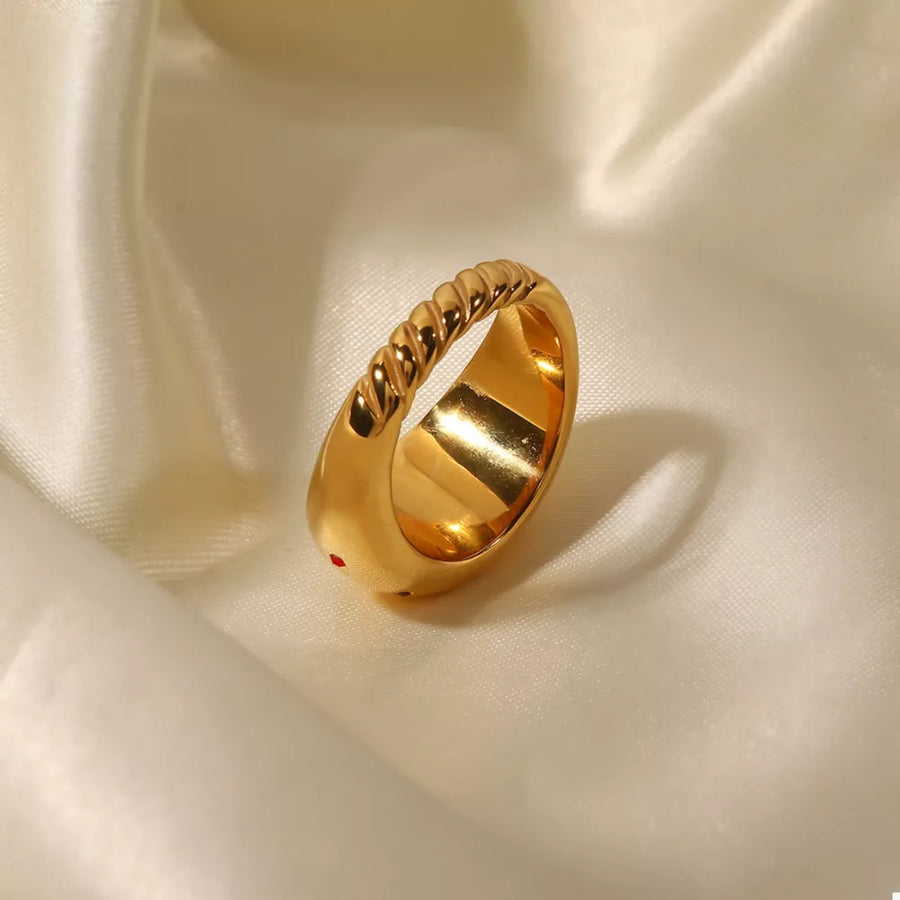 18K Gold-Plated,Stainless Steel,Zircon Care instructions: Avoid wearing during e ring in gold with dome silhouette