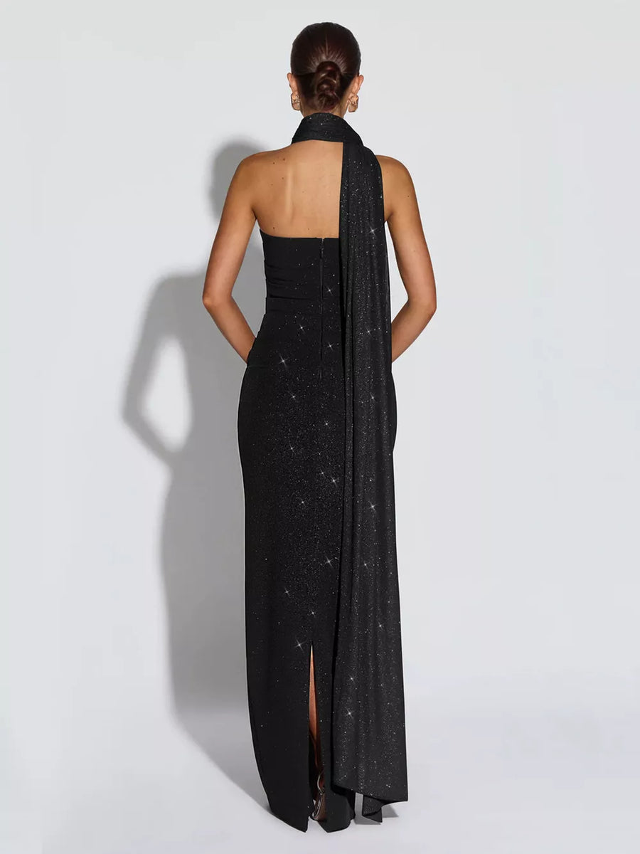 glam maxi dress in Black with strapless