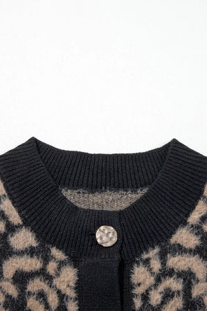 Leopard Print Knit Sleeveless Sweater Vest option 5
