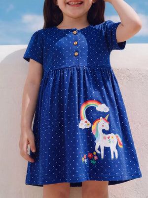 Children's Polka Dot Unicorn Rainbow Dress