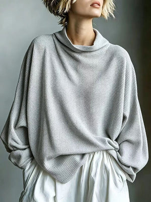 t-shirt in Black with waffle-knit and hip-length