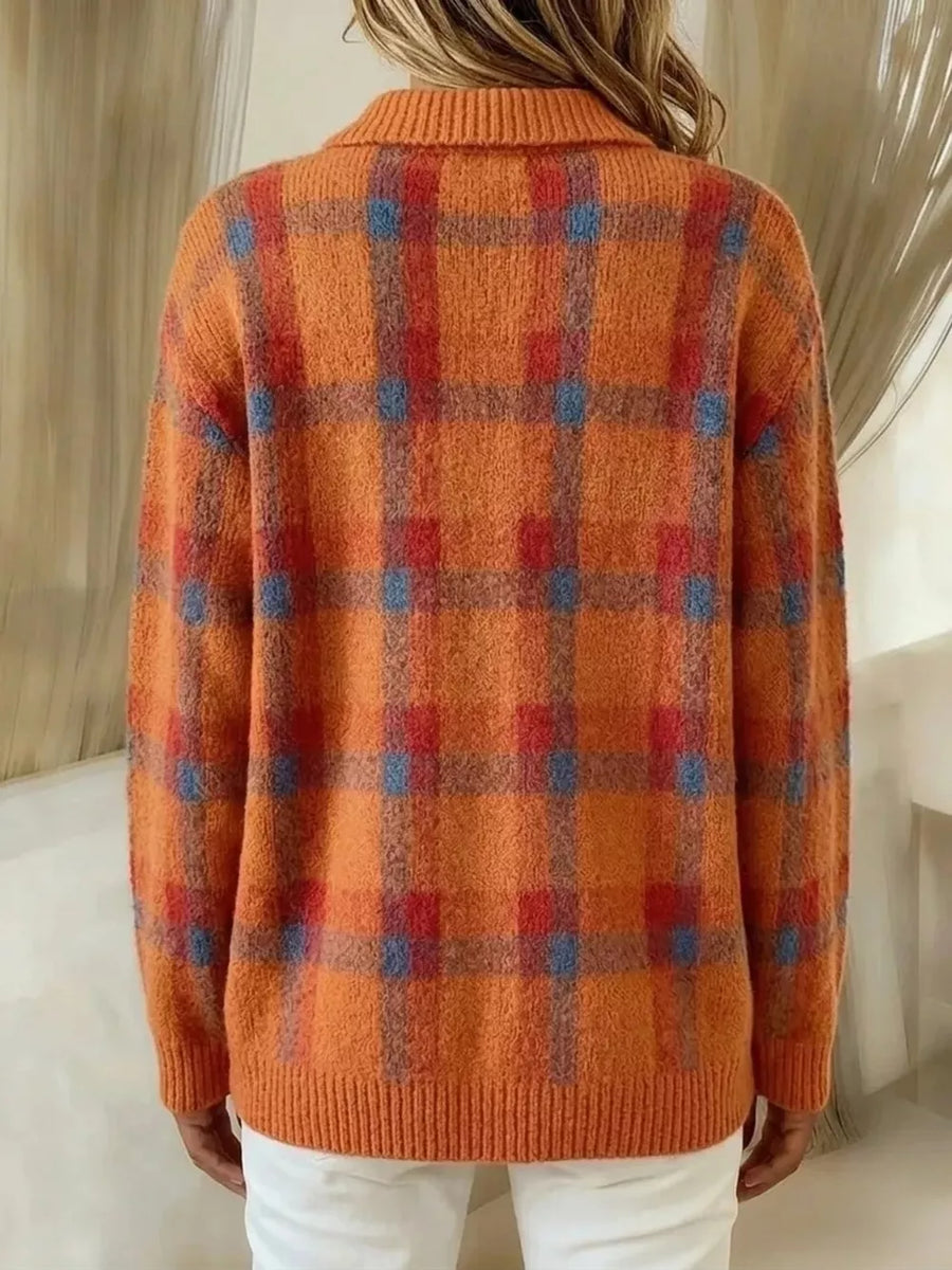 Army Green Plaid Button-up Cardigan