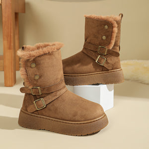 boots in Gray with round toe and ankle-length