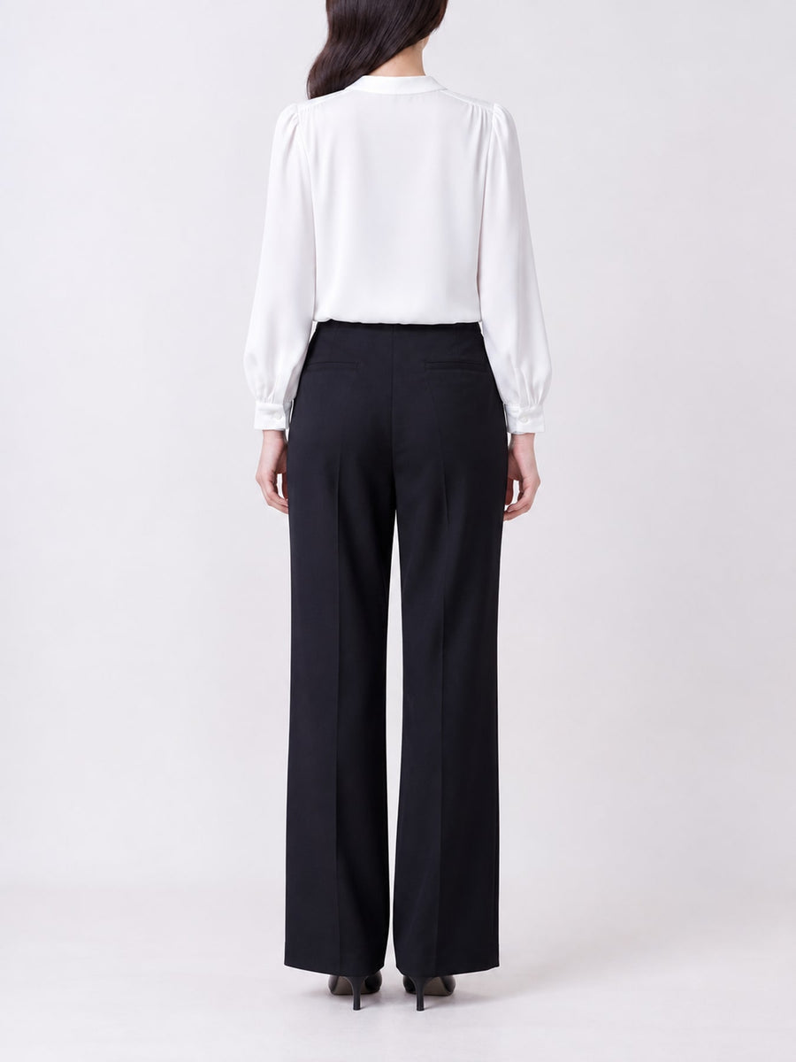 Acetate &amp blouse in White-Long Sleeve with relaxed silhouette