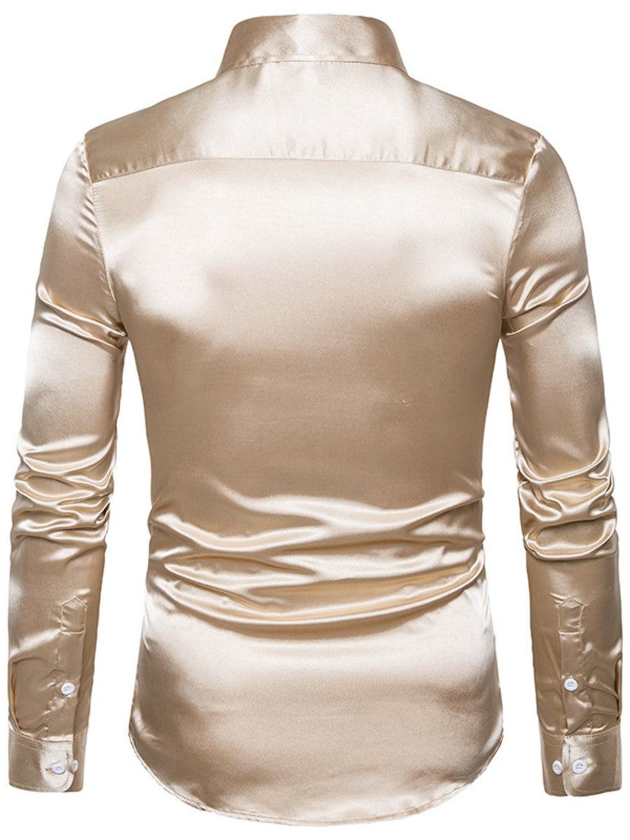 White slim button-up shirt with collared