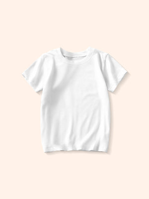 White cotton toddler crew-neck t-shirt with short sleeves