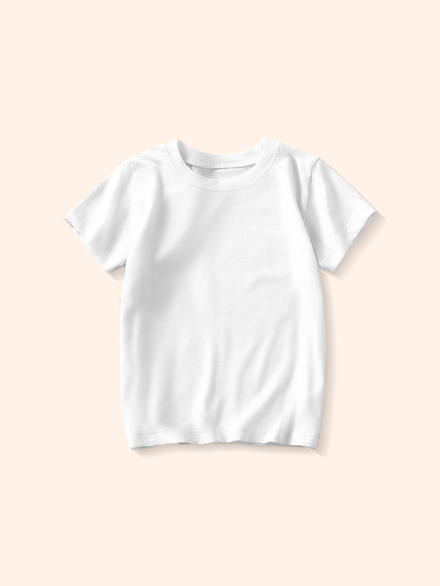 White cotton toddler crew-neck t-shirt with short sleeves