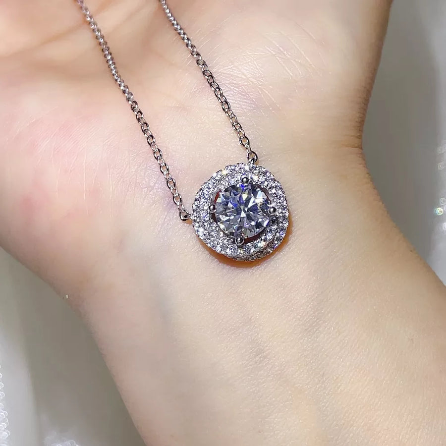 2 Carat 925 Sterling Silver Moissanite Pendant Necklace option 4