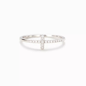 925 Sterling Silver Cross Ring 18k Rose Gold-plated in rose gold with cross motif