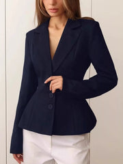 Black fitted blazer with notch lapel