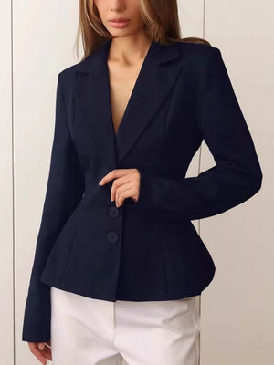 Black fitted blazer with notch lapel