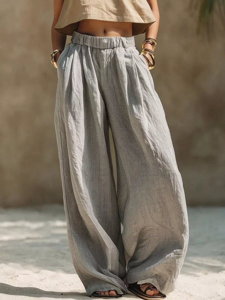 Black Full Size Elastic Waistband Wide Leg Pants