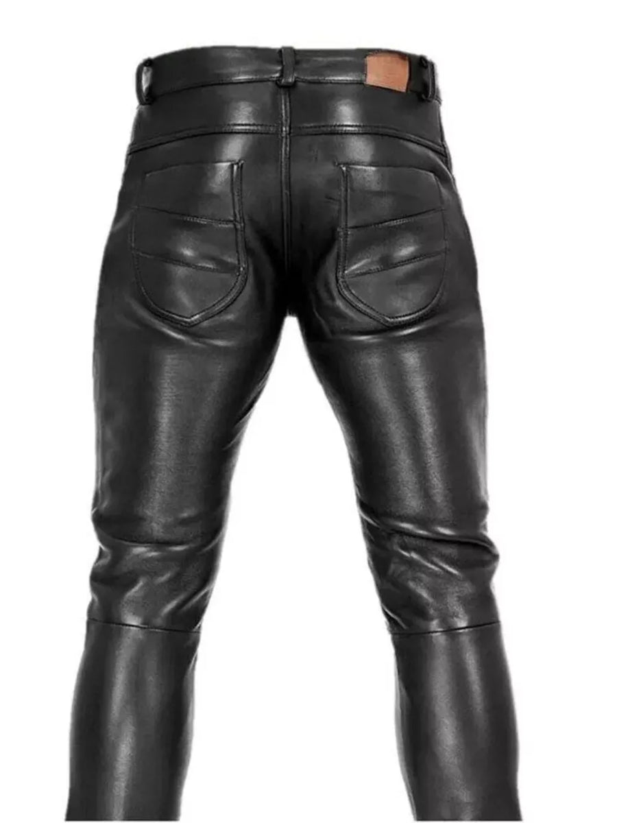 black pants with full-length and zip-front