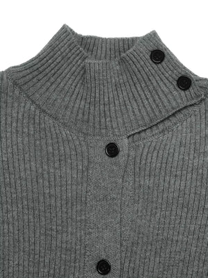 charcoal relaxed cardigan with turtleneck
