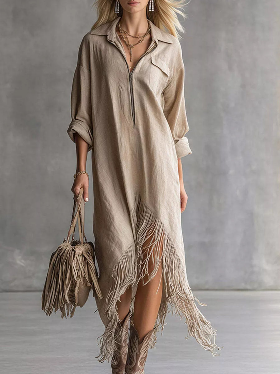 ivory relaxed shirt dress with collared