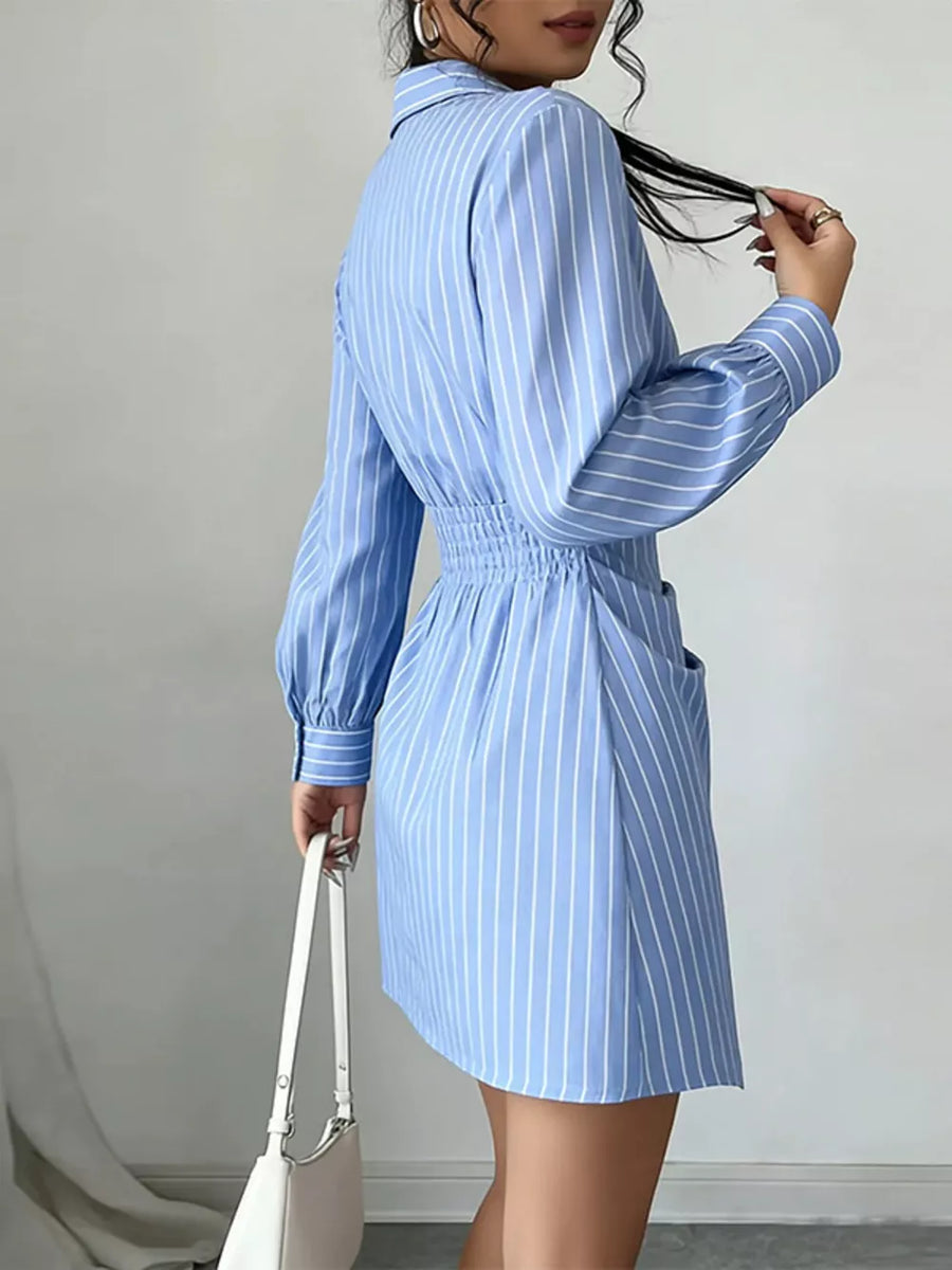 Blue shirt dress with mini and wrap
