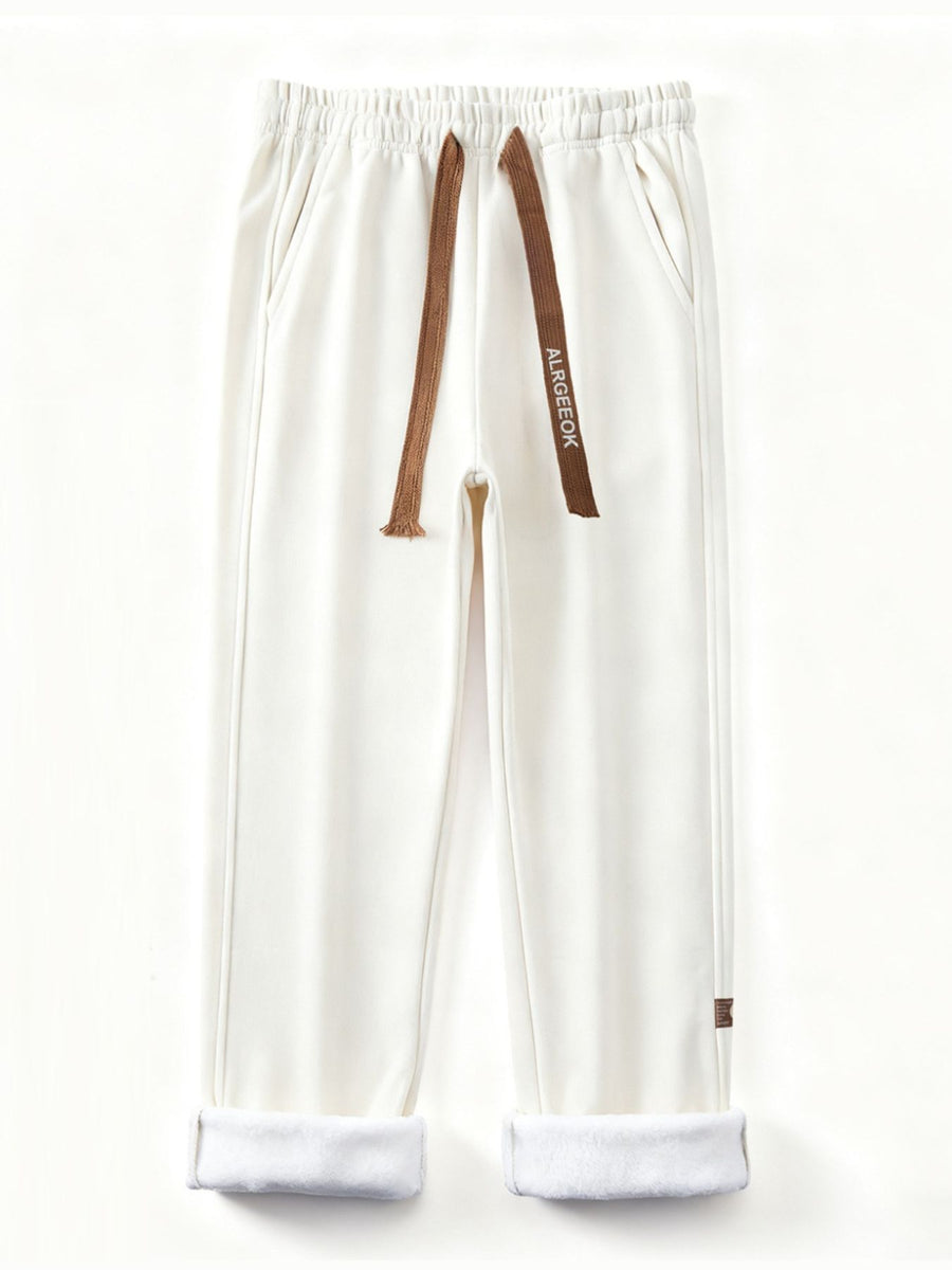 Men's Plus Size Casual Loose-Fit Drawstring Pants in Apricot with drawstring waist