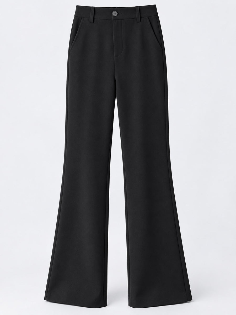 High-Waisted Slim-Fit Straight-Leg Pants Plus Size in Black-Regular with high-waisted