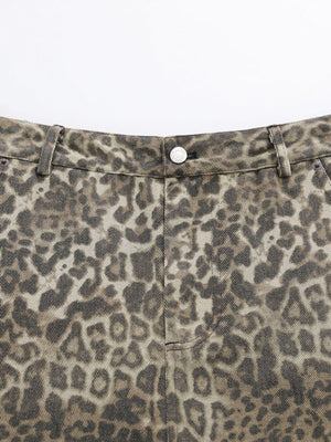 capris featuring leopard-print in dark brown with 95%cotton,5%spandex Care instructions: Machine wash cold texture
