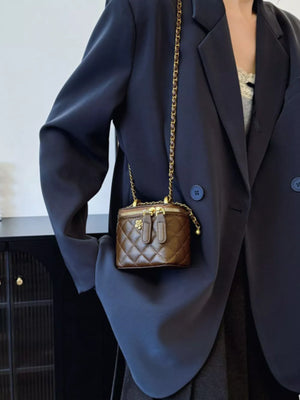 Black with Quilted Chain Strap Crossbody Bag