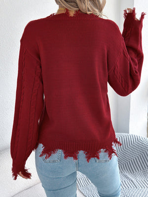 grunge v-neck sweater in bright orange with v-neck