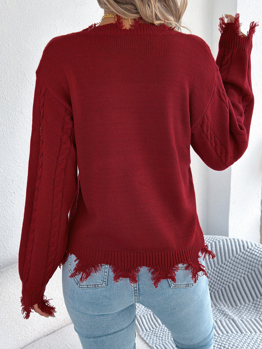 grunge v-neck sweater in bright orange with v-neck
