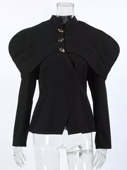 Black fitted blazer with collared
